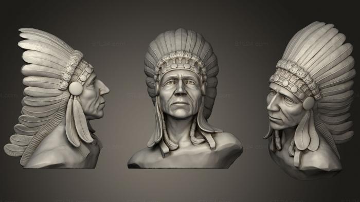 Бюсты и головы античные и исторические (Бюст коренных американцев, BUSTA_0685) 3D модель для ЧПУ станка